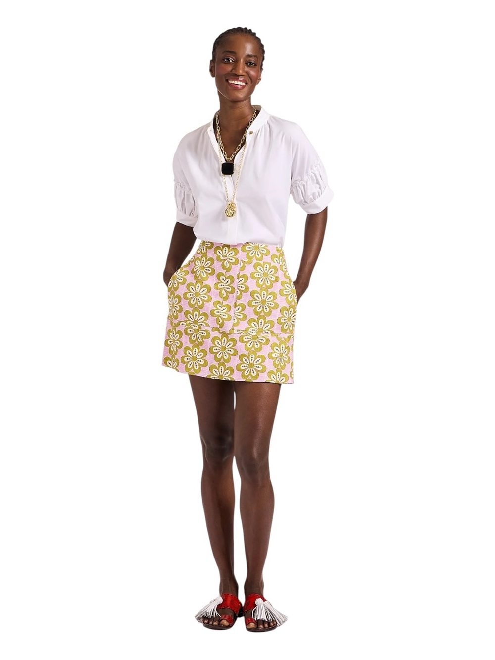 La DoubleJ Short Skirt Medium Caper Pink Italian Cotton Made Italy